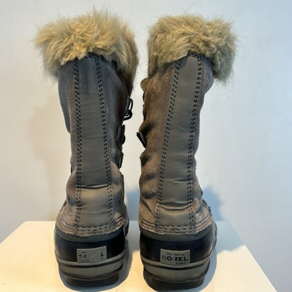 Sorel Women Boots Size 5 Gray Joan of Arctic Boot Shoes Suede faux Fur - Picture 4 of 9